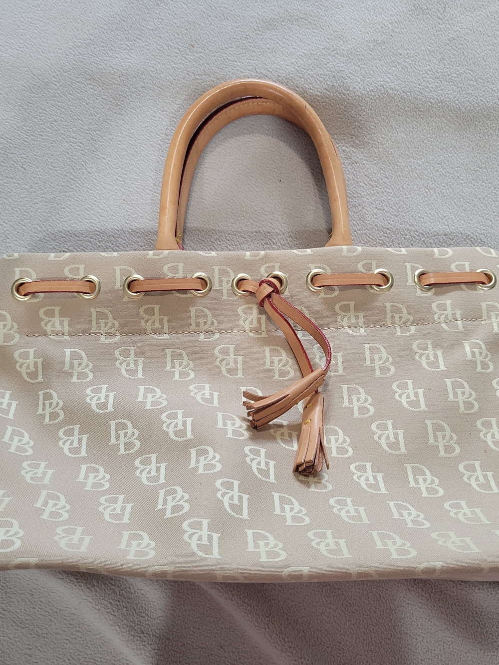 Dooney & Bourke Beige Logo Tote Bag